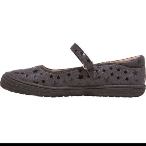 CAT & Jack Girls' Omega Ballet Flats, Sz 1 & sz 5 black sparkly stars - Picture 2 of 11